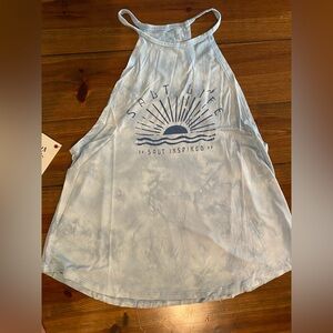 🌅Salt Life Women’s Baby Blue Tie Dye Sunset Graphic Halter Tank Top NWT
